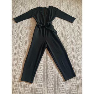 Black Cropped Romper With Belt Size Medium
